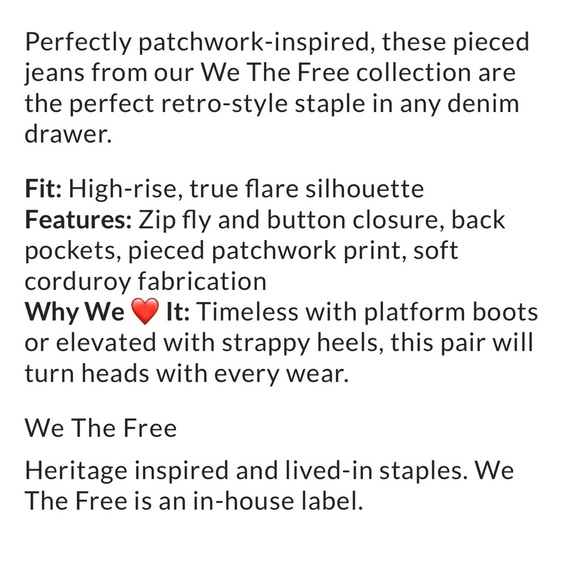 We The Free Pieced Cord Jeans - Picture 3 of 4